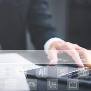 search technology Search Engine Optimization,Using Search Console on Your Website, Connecting and Searching Big Data Worldwide via Keywords.Businessmen use laptops to search for information