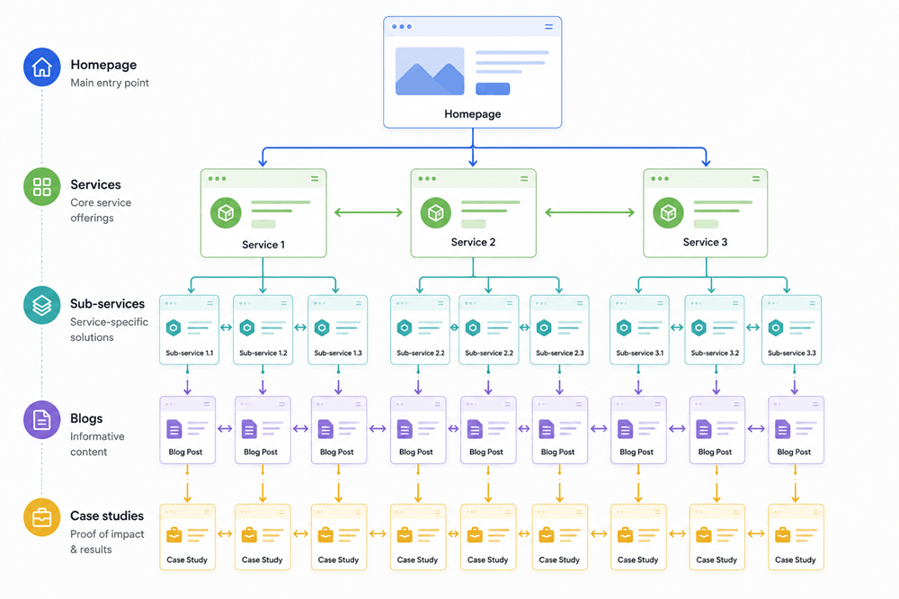 B2B website structure flowchart
