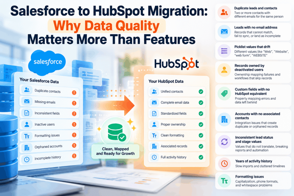 What does dirty Salesforce data break inside HubSpot